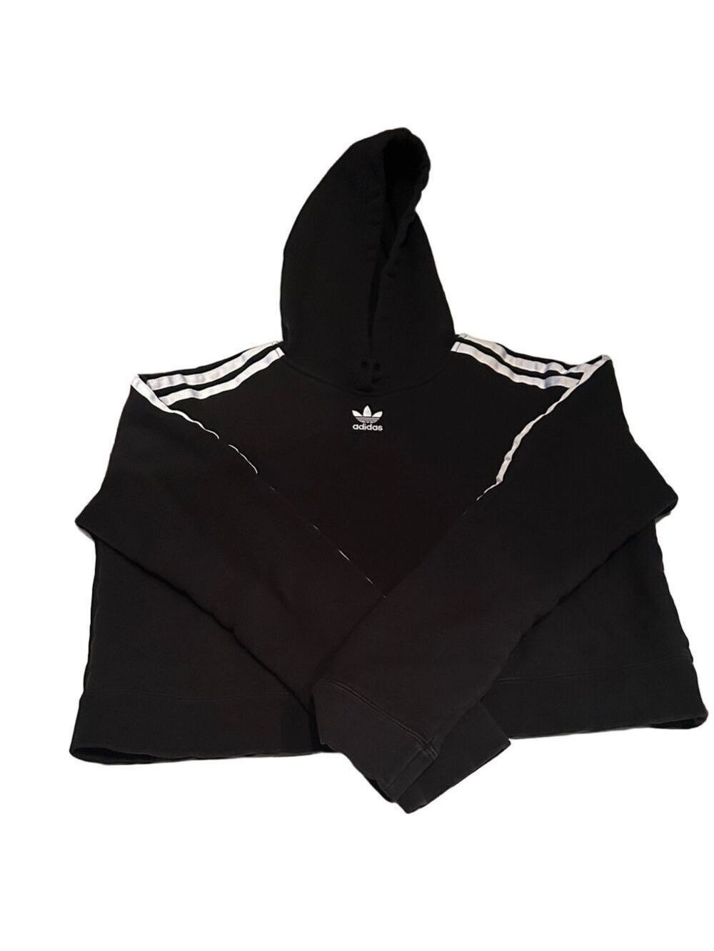 Adidas Black Hoodie with White Accents XS